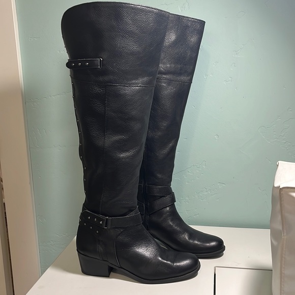 Vince Camuto over the knee wide calf pebbled leather boots - Picture 2 of 9